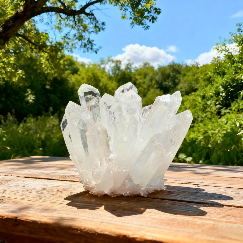 650g+ Rare Large Raw Clear Quartz Crystal Cluster Quartz Mineral Specimens Decor - Image 4 of 4