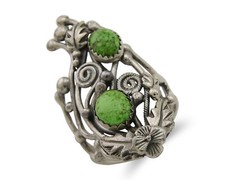 Navajo Ring 925 Silver Natural Gaspiete Artist Signed Prairie Fire C.80's