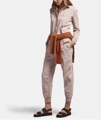 James Perse sz S or 1 Mixed Media Jumpsuit Sand Pigment / Khaki 