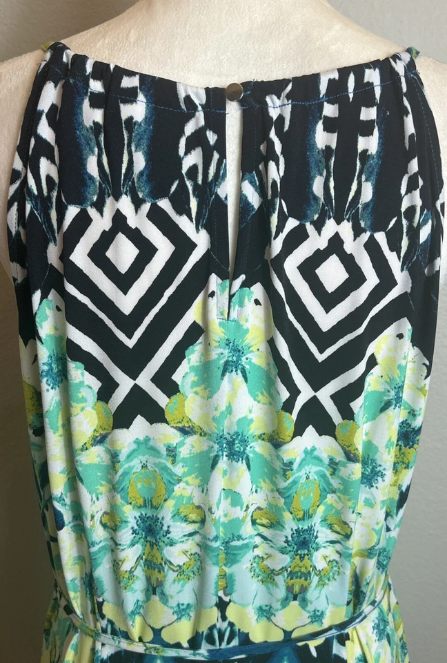 New York & Company Sleeveless Multi Color Stretch Hi Lo Maxi Dress Size L 12/14 - Imagem 4 de 4