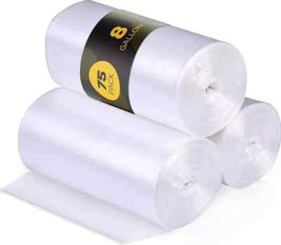 8 Gallon Trash Bags 75 Small To Medium Garbage Bags24''x24''Clear Waste Basket Tra