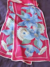Vera Newman Silk Scarf  Floral Abstract Watercolor Art Print vintage Japan