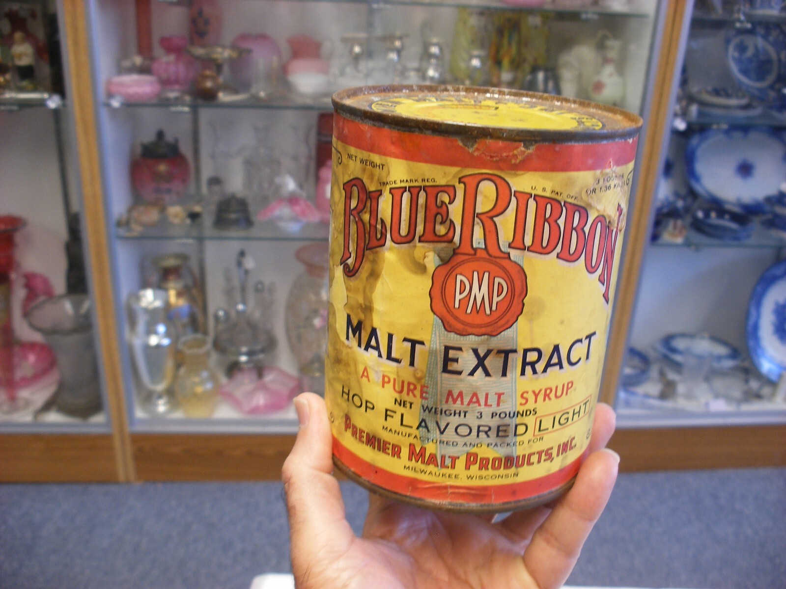 Vtg Beer & Brewery Pabst Blue Ribbon Malt Extract Hop Flavored Can