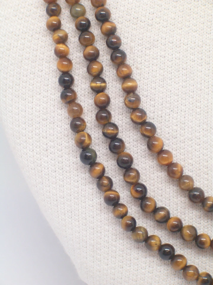 Collana in Argento 925 con OCCHIO DI TIGRE naturale - Girocollo Pietre Dure - Immagine 2 di 4