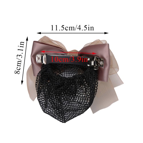 Lady Double Layer Ribbon Bowk Hair Net Gauze Ponytail Clip Hair Accessories X - Picture 9 of 20