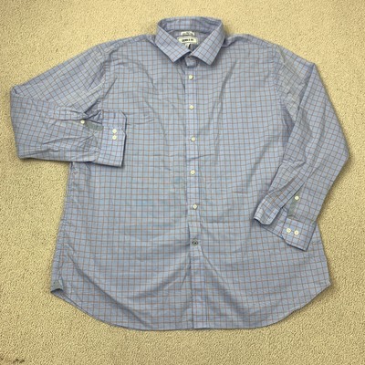 Crown & Ivy Slim Fit Wrinkle Free Stretch Dress Shirt Men's 18-18.5 Blue  Plaid | eBay