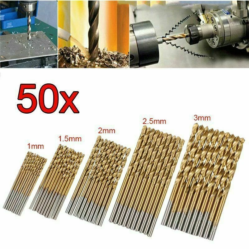 50 x HSS TITAN Spiralbohrer Set Metallbohrer Bohrer 1mm 1,5mm 2mm 2,5mm 3mm - Bild 2 von 4