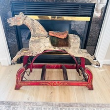 Antique Child's primitive rocking gliding glider wood horse