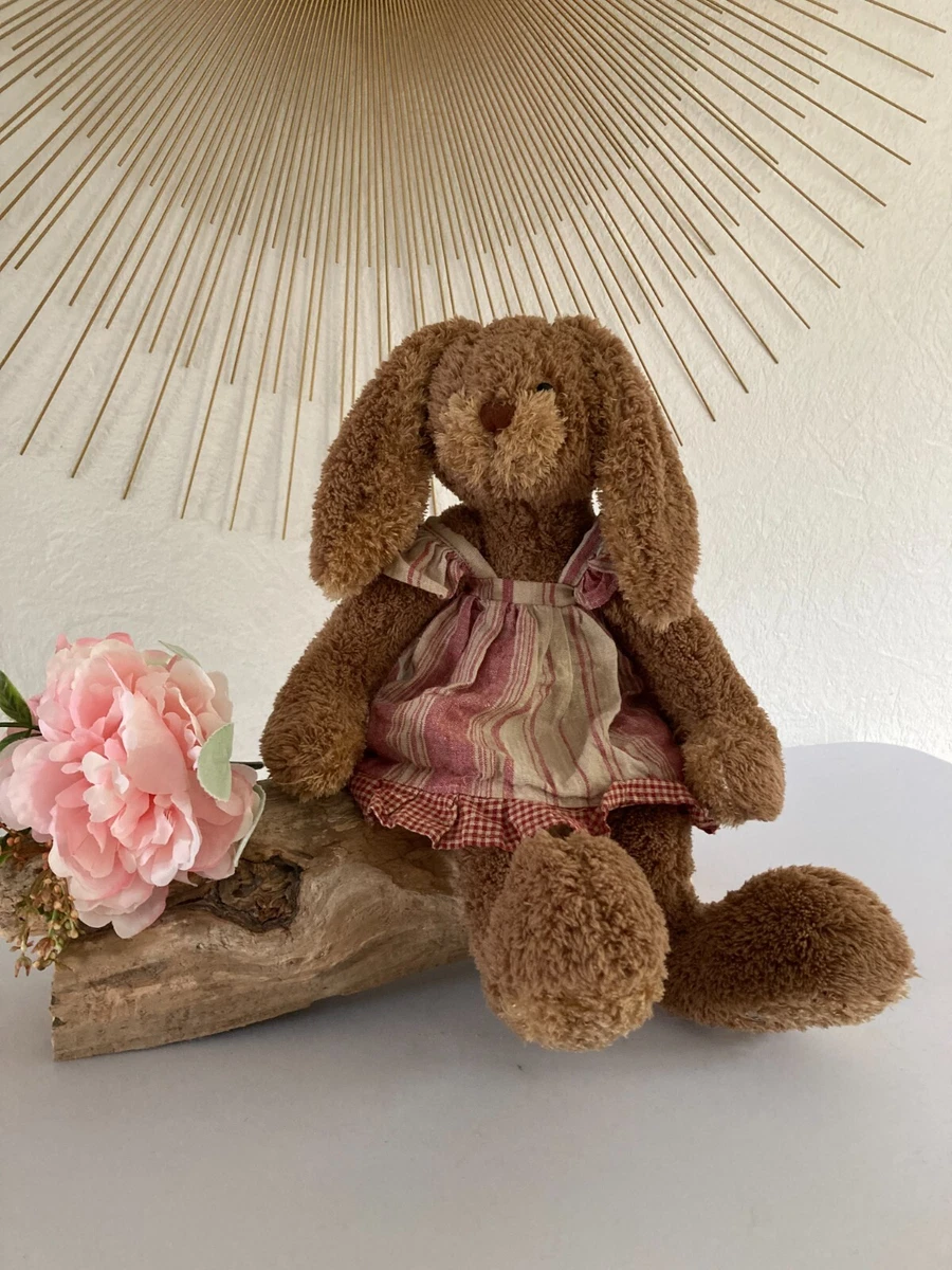 Ours en Peluche Louise Mansen – Brun Shaggy avec Gilet à Carreaux – 17 cm - Jeux & Jouets