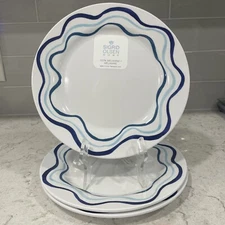 Set 3 BLUE WAVE Melamine 11” DINNER Plates Sigrid Olsen Coastal Ocean Sea Life