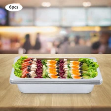 6 Pack 2.5'' Deep 1/3 Size Steam Table Pans Stainless Steel Pan Hotel Restaurant