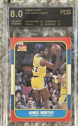 1986 Fleer 131 James Worthy Rookie Card FCG 8 NM Mint Los Angeles 