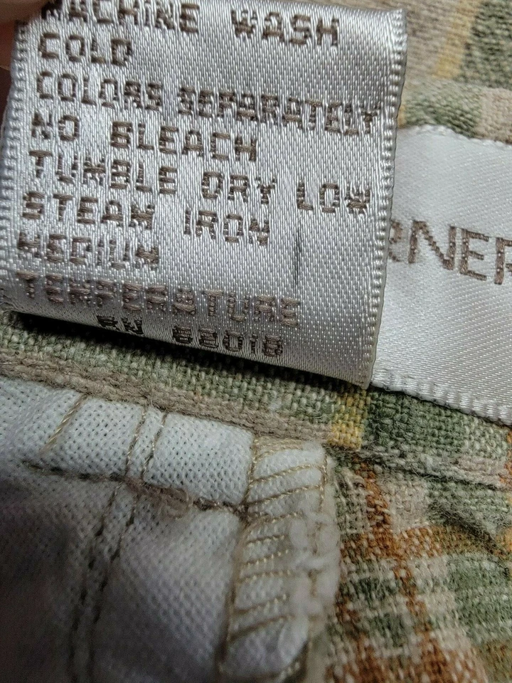 Pantalones cortos informales de esquina para mujer talla 10 verde marrón amarillo lino a cuadros Foto 3 de 4