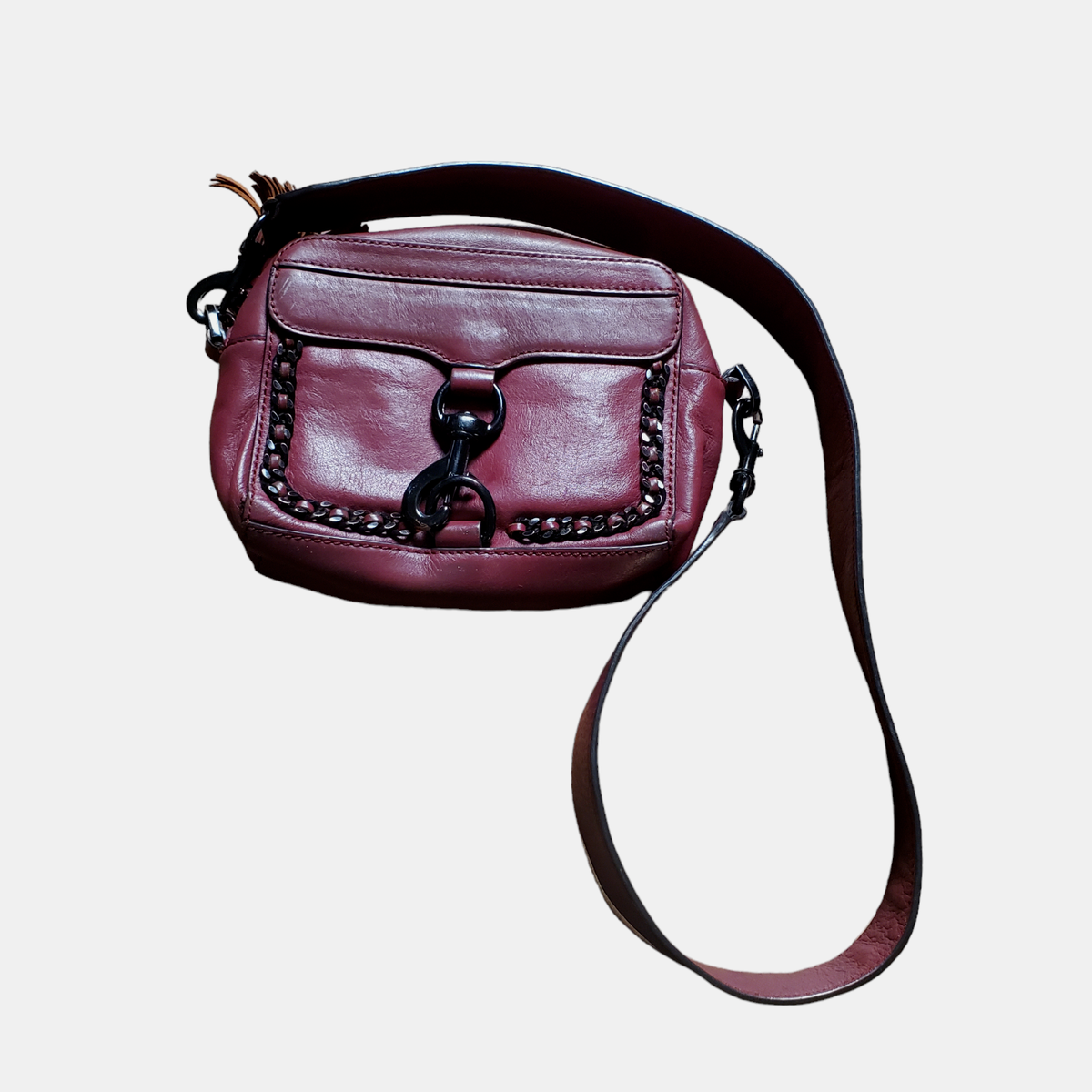 Rebecca Minkoff Woven Chain Aubergine Camera Bag Leather Crossbody Strap CF16IFCX02-Whiskey-2.jpg?v-  main image 4