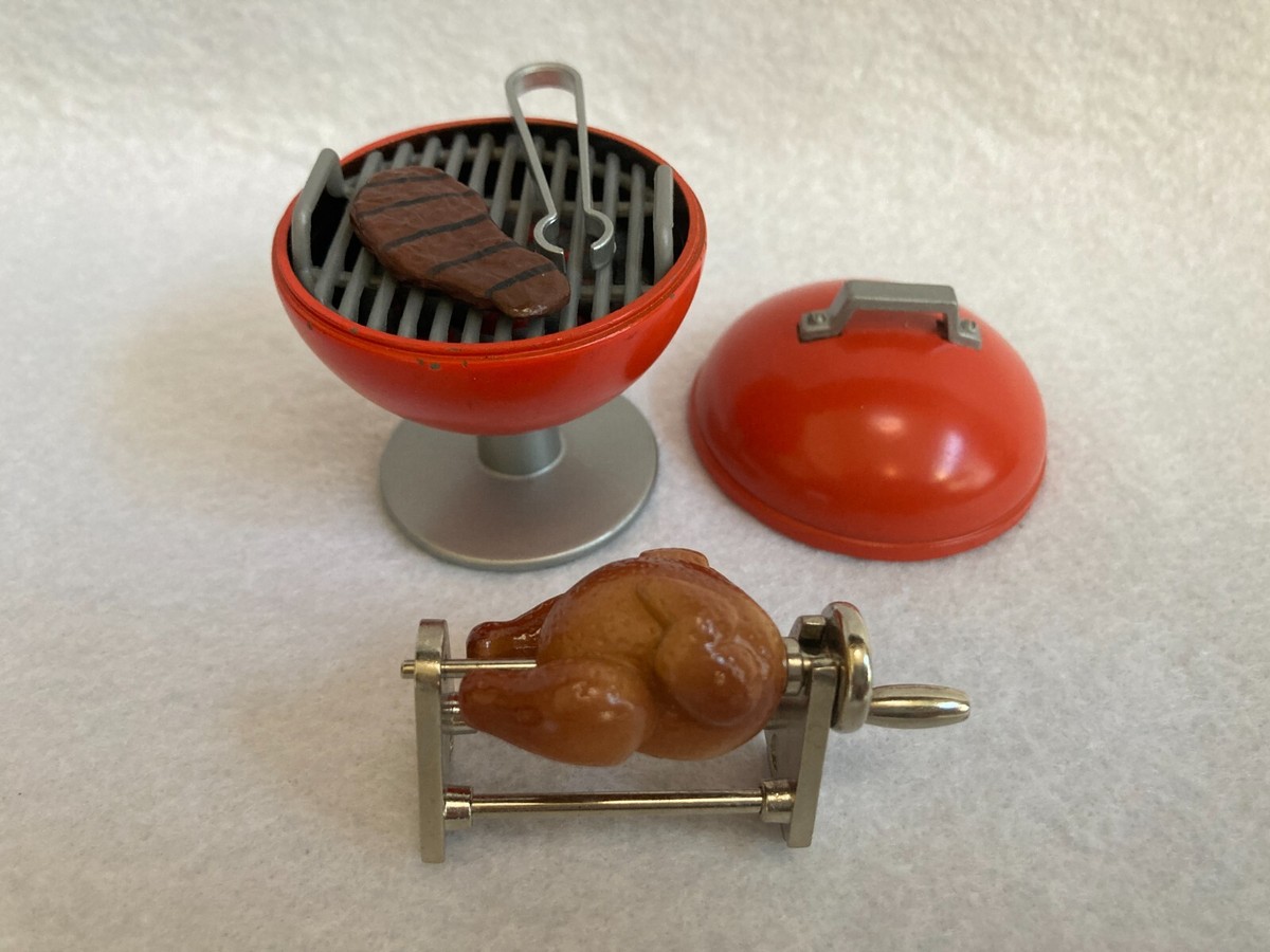 TYCO Kitchen Littles toy BBQ Cookout Grill with Rotisserie Food