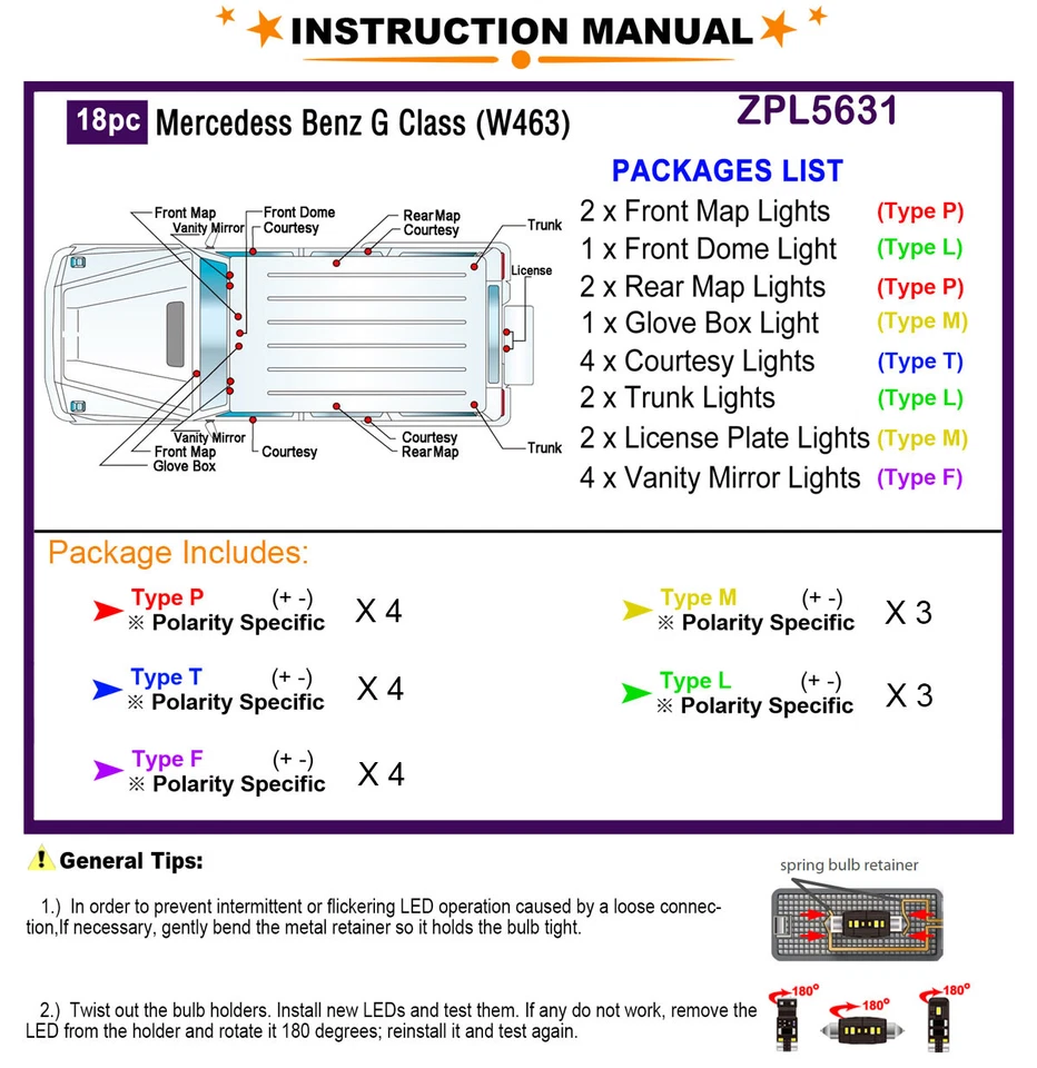Kit de luces interiores LED de 18 bombillas luz domo blanca para Benz Clase G W463 2001-2008 Foto 2 de 4