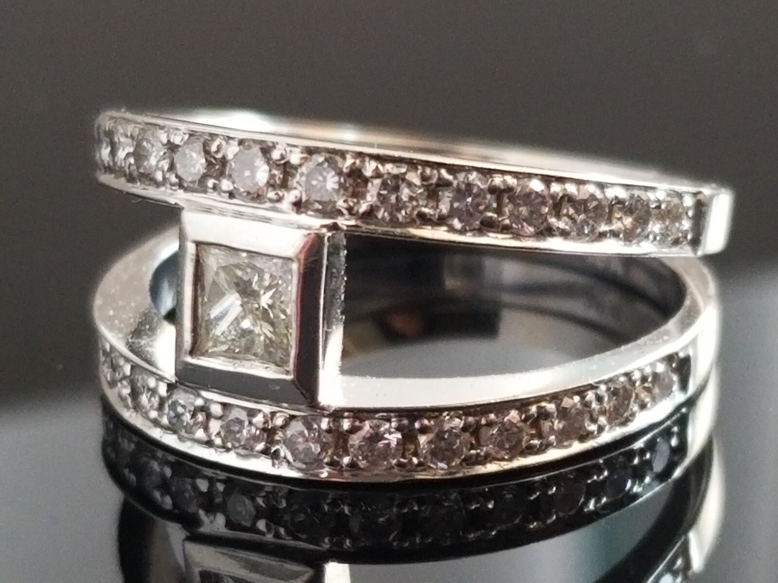 Modern Open Frame Princess Solitaire Diamond 14k … - image 2