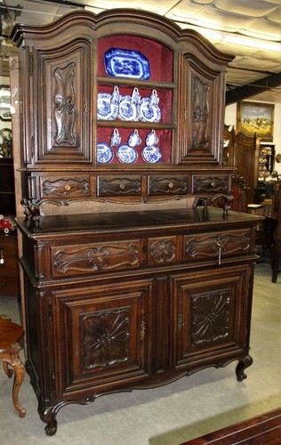 Antique Country French Hand Carved Solid Walnut Vassilier Buffet Cupboard C1870 - Picture 5 of 12