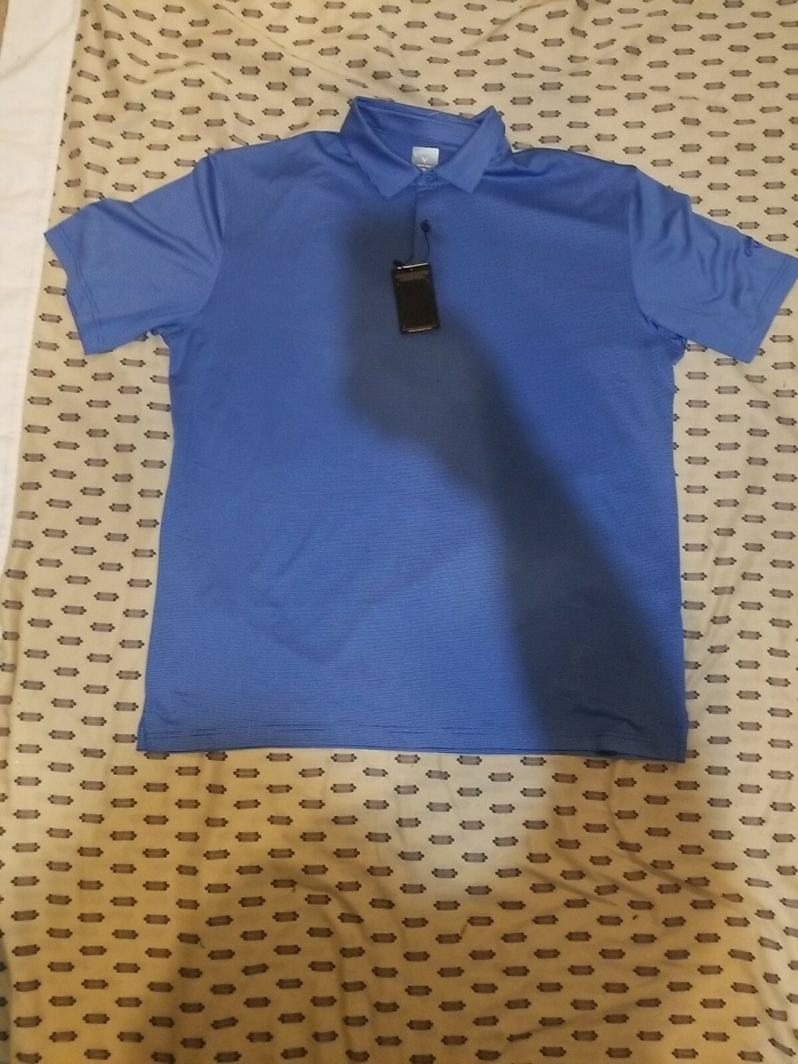 NEW Callaway Opti-Dri Golf Shirt Surf the Web Blue Striped Stretch