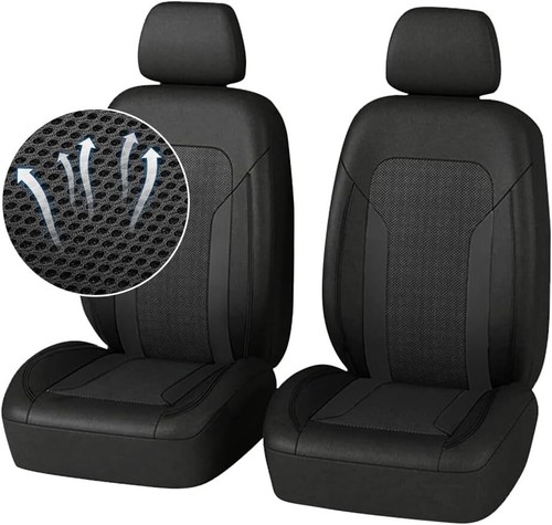 4PCS Cooling Car Seat Covers, Breathable Mesh & Foam, Universal Fit (Black)