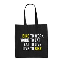 Bike To Work Live To Bike - Canvas Tote Bag - Cyclist Cycling Cycle Bicycle