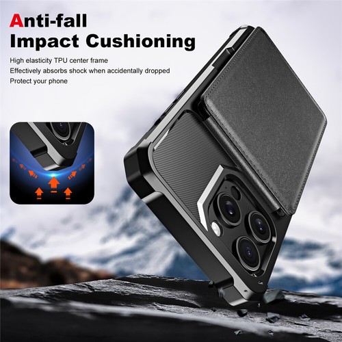 For iPhone 16 15 14 Plus Pro Max 13 12 Case Flip Card Holder Wallet Stand Cover - Picture 7 of 11