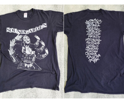 90s Soundgarden Tour T-Shirt 2 side basic black tee Unisex Graphic