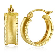 Wellingsale 14k Yellow Gold Diamond Cut 5mm Hoop Earrings 12 x 12 mm 