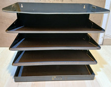 Vintage Industrial Metal Shelf Letter In Out Document Pigeon Tray Desk Tidy Grey