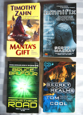 Lot of 4 Sci-Fi Books- Various Authors- Mackay, Balfour, Zahn, Cool-1999-2004 VG