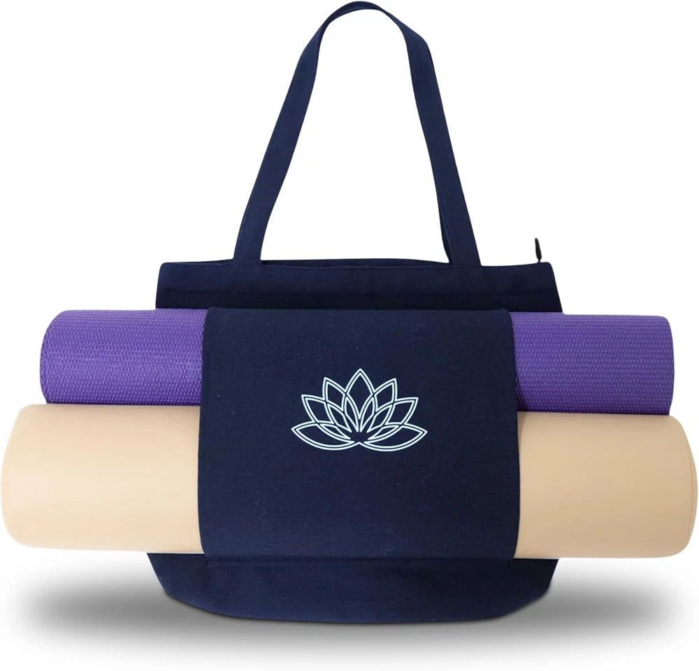 Yoga Mat Carrier Bag for Women - Gym Tote with Workout Essentials Storage