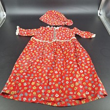 Vtg Child Prairie Dress w/ Bonnet Handmade Hand Crafted Floral Multicolor