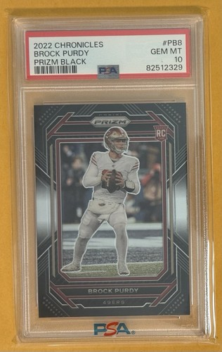 Graded 2022 Chronicles Brock Purdy #PB8 Prizm Black Rookie Card PSA 10