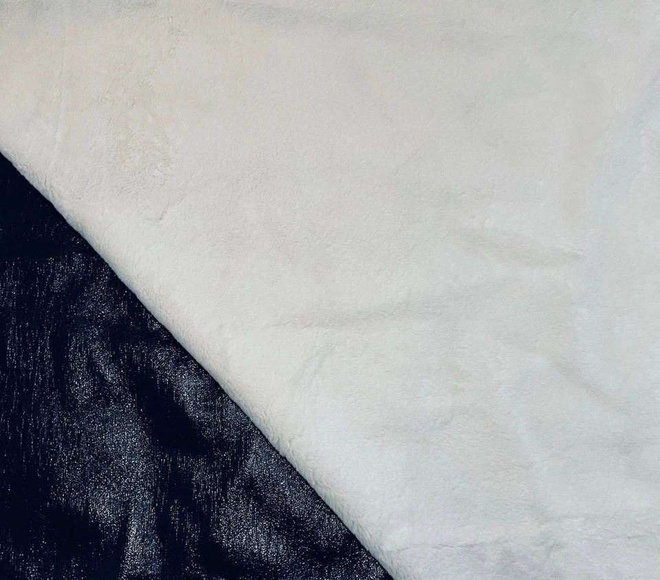 Alabaster & Dark Navy Double-Faced Faux Fur-Lined Coating Fabric 58" Wide 1¾ lot - Image 2 of 2