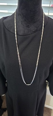 2pc 38 inch silver bar necklace