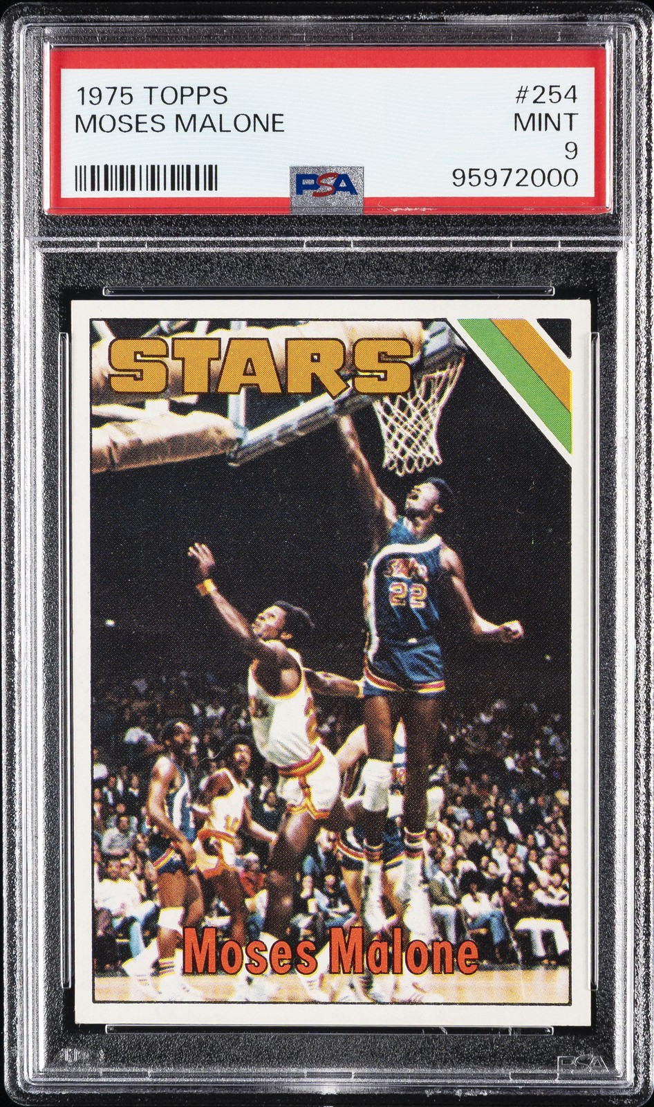 1975 TOPPS #254 MOSES MALONE ROOKIE RC PSA 9