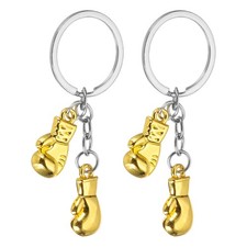 2Pcs Boxing Keychain Mini Cute Boxing Gloves Key Chain Sport Pendant Gold