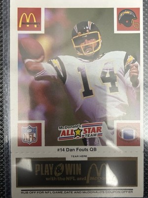 1986 McDonald s Corp. Dan Fouts San Diego Chargers Jumbo Football Card