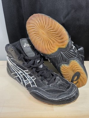 ASICS Split Second Wrestling Shoes Black White Men's Size 8 JY601