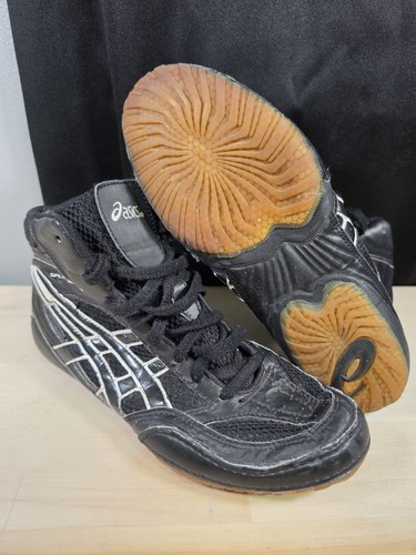 ASICS Split Second Wrestling Shoes Black White Men's Size 8 JY601