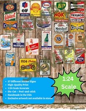 27 Miniature 1:24 Scale Vintage Garage Sign Stickers - Diorama Gas - Series 6
