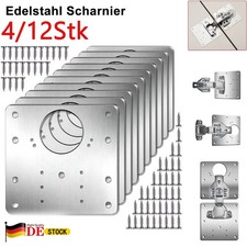 4/12x Schrankscharnier Reparaturplatte M&ouml;bel Reparatur Blech Edelstahl Schrauben