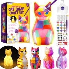Paint Your Own Cat Lamp Kit, Arts and Crafts for Kids Ages 8-12, Art Supplies...