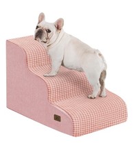 ABCPET Dog Step Bed Dog Stair 3-Step 15.7" H Non-Slip Pet Stair Indoor Pink
