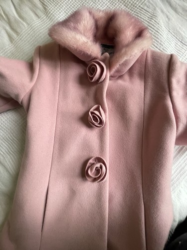 Rothschild Girls Size 6x Frost Pink Wool Blend Coat Faux Fur Trim W/Purse/Hat - Picture 11 of 22