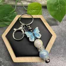 4.5 Stainless Steel Bubblegum Bead Keychain Purse Backpack Butterfly New B951