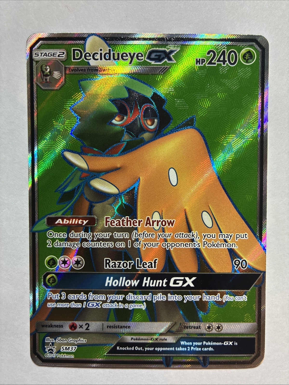 Decidueye GX SM37 LP Full Art Black Star Promo Sun & Moon 2017 Pokemon TCG - 19D