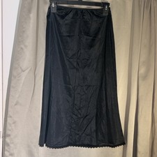 VINTAGE Warner's Perfect Measure Half Slip Nylon Lace Trim Woman s Size Lg Black