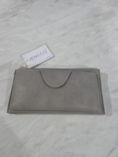 Jen  Co Grey Vegan RFID Leather Wallet Wristlet New