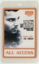 Ricky Martin 2006 Life concert tour All Access Laminated Backstage Pass